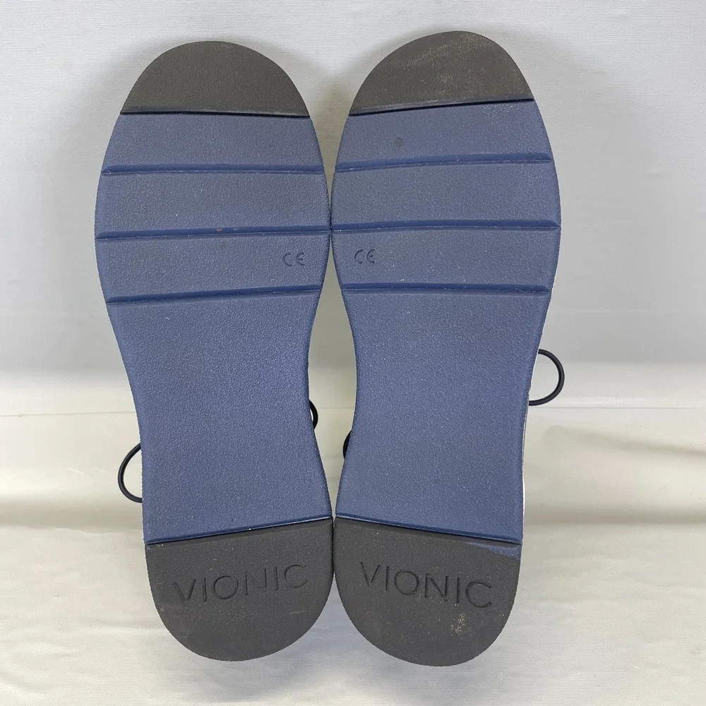Vionic Carmen Walking Shoes Womens Size 9 M Navy Blue Leather Lace Up Sneakers